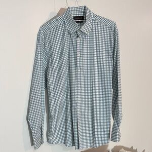 Jacques Britt Luxury Blue Check Dress Shirt Men's XL 17 Collar - Business